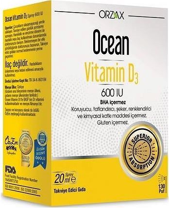 Orzax Ocean D3 Vitamini 600 IU 20 ml Sprey