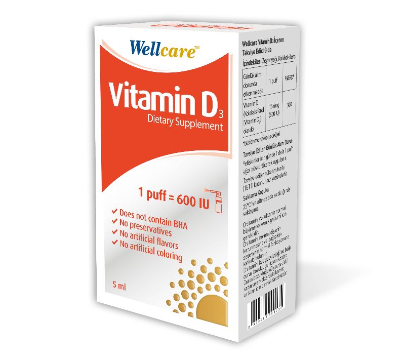 Wellcare Vitamin D3-600 IU 5ml Sprey