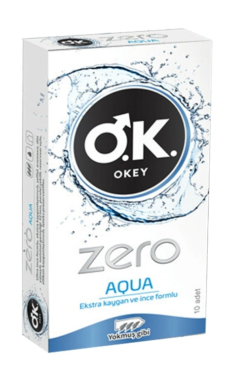 Okey Zero Aqua Ekstra Kaygan ve İnce Prezervatif 10 Adet