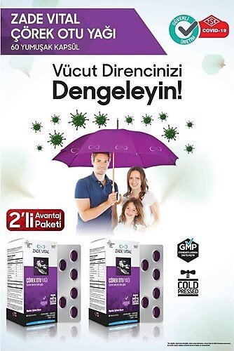 Zade Vital Çörek Otu Yağı 900 mg 2'li Paket 60 Bitkisel Kapsül
