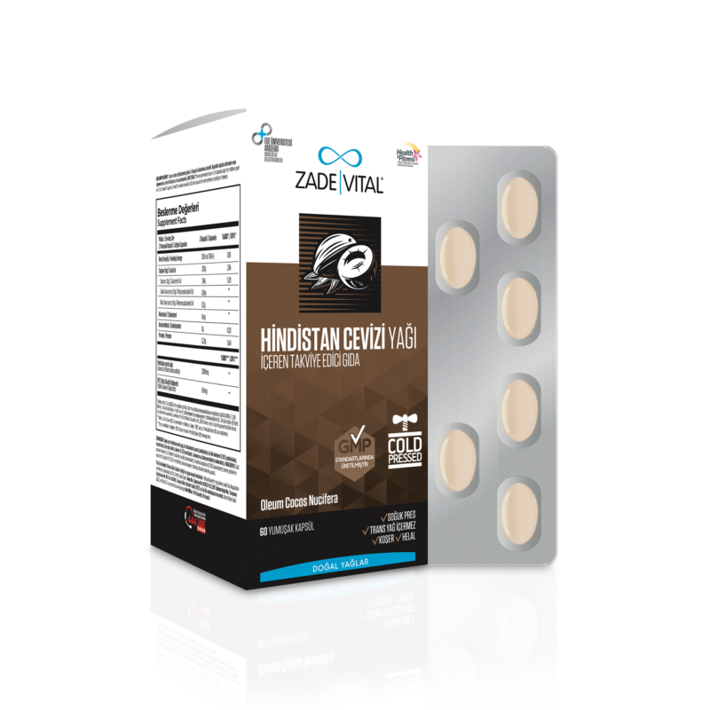 Zade Vital Hindistan Cevizi Yağı 1000 Mg 60 Kapsül