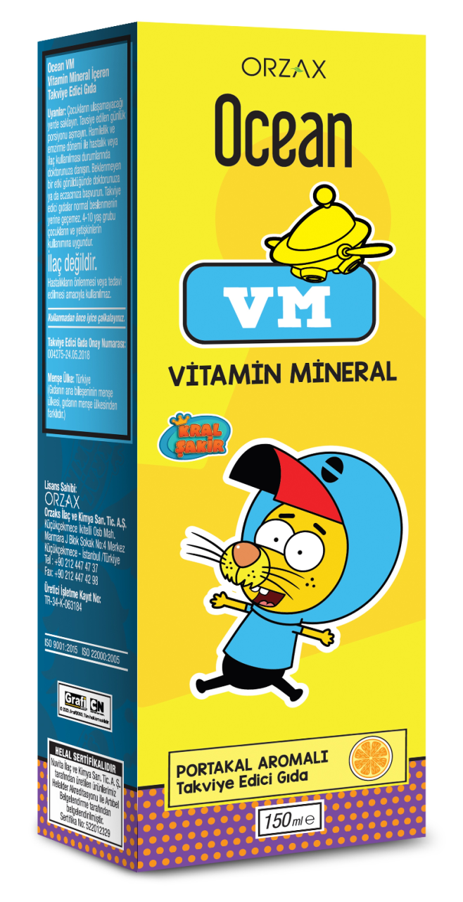 Ocean Vitamin Mineral Portakal Aromalı Şurup 150 ml (Kral Şakir)