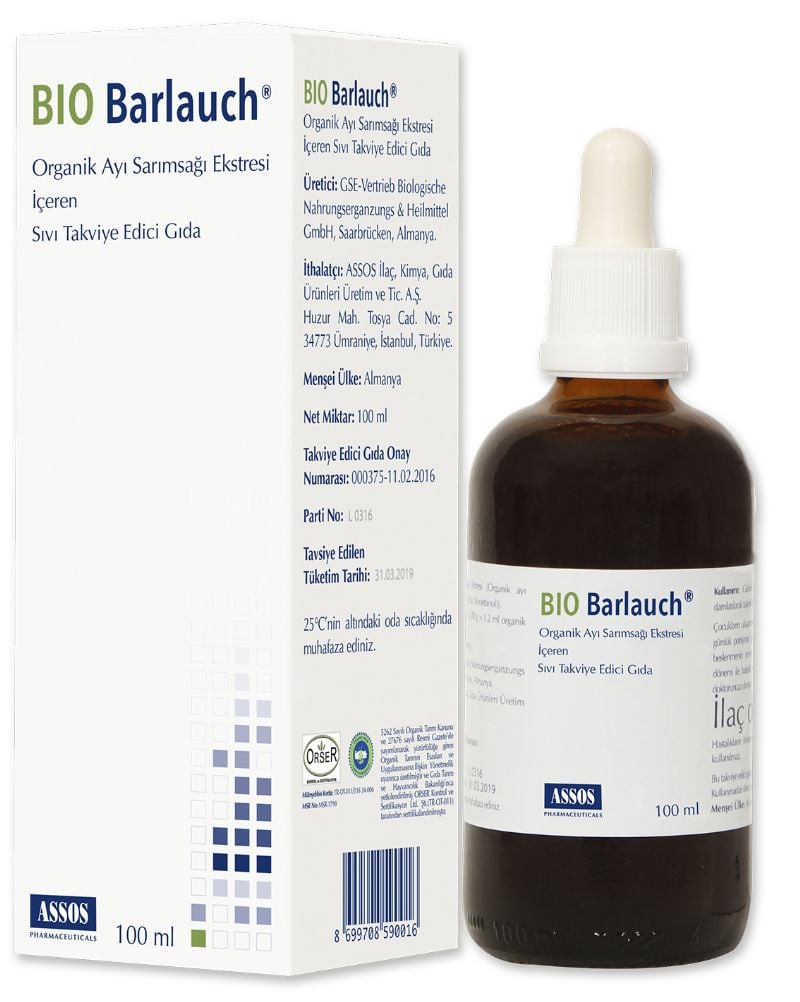 Assos İlaç Bio Barlauch Organik Ayı Sarımsağı Ekstresi 100 ml