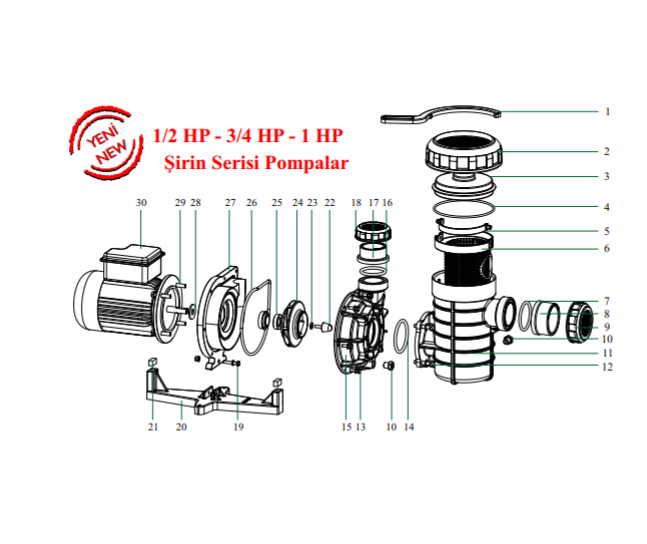 Şirin Serisi 3/4 HP Elektrik Motoru (Mono)