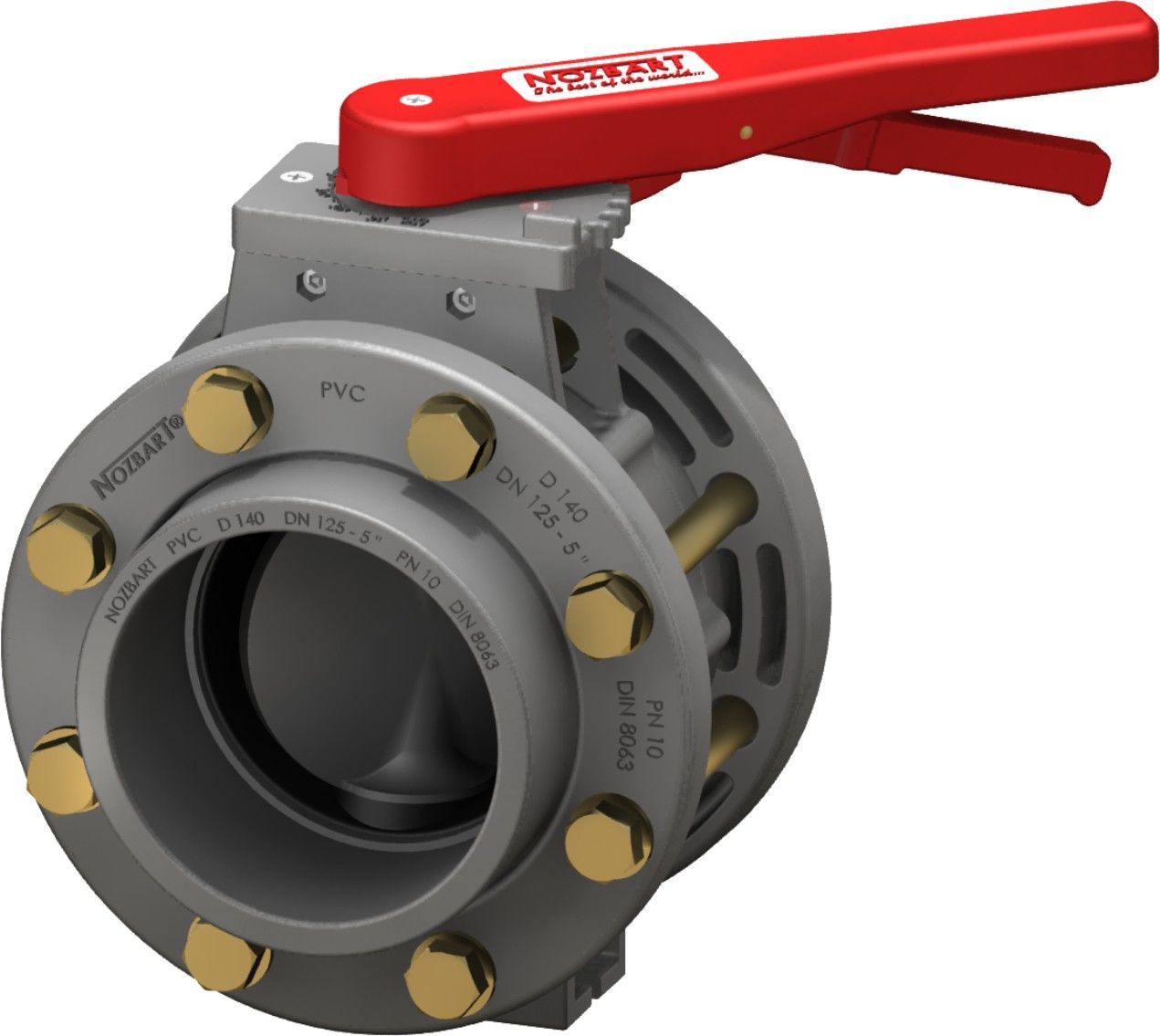UPVC Nozbart Kollu Kelebek Vana 200 mm - Kole+Flanş Komple