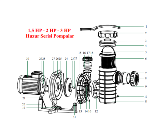 Huzur Serisi 1,5 HP Elektrik Motoru Monofaze No:29