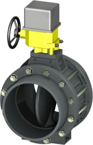UPVC Elektrik Aktüatörlü Nozbart Kelebek Vana 225 mm - Kole+Flanş Komple - 220Volt