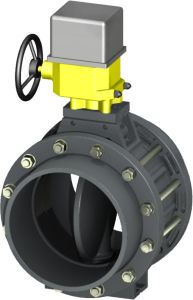 UPVC Elektrik Aktüatörlü Nozbart Kelebek Vana 90 mm - Kole+Flanş Komple - 24 Volt