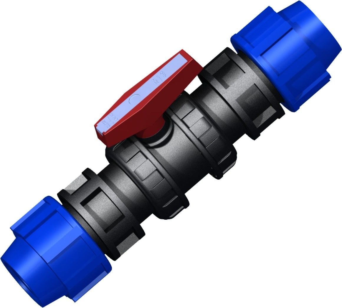 HDPE Bağlantılı Küresel Vana HDPE Rakorlu - 90 mm