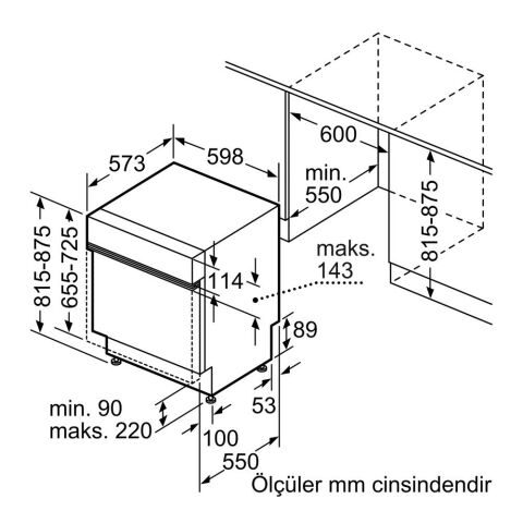 Siemens SN515S00DT iQ100 5 Programlı Yarı Ankastre Bulaşık Makinesi 60 cm Paslanmaz çelik