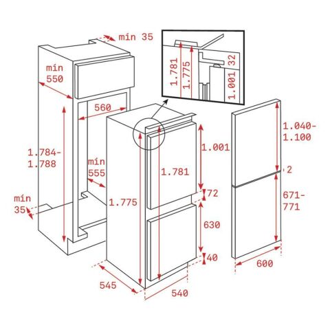 Teka CI3 350 NF EU Ankastre Kombi Buzdolabı