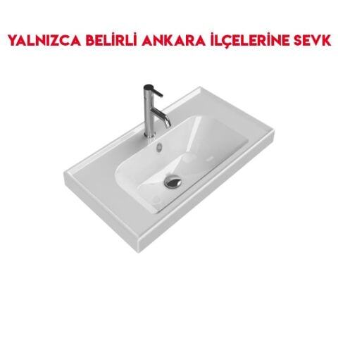 Turkuaz Frame 80x45 cm Etajerli Lavabo