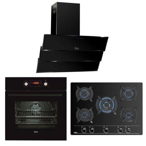 Teka Chef 10 Siyah Ankastre Set ( HAK 629 BUHAR DESTEKLİ - GBC 75030 KBC BK  - TVT 90)