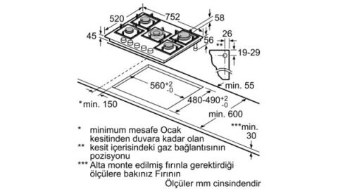 Siemens EP7A6QB10 iQ500 75 Cm 5 Gözlü Siyah Ankastre Gazlı Ocak