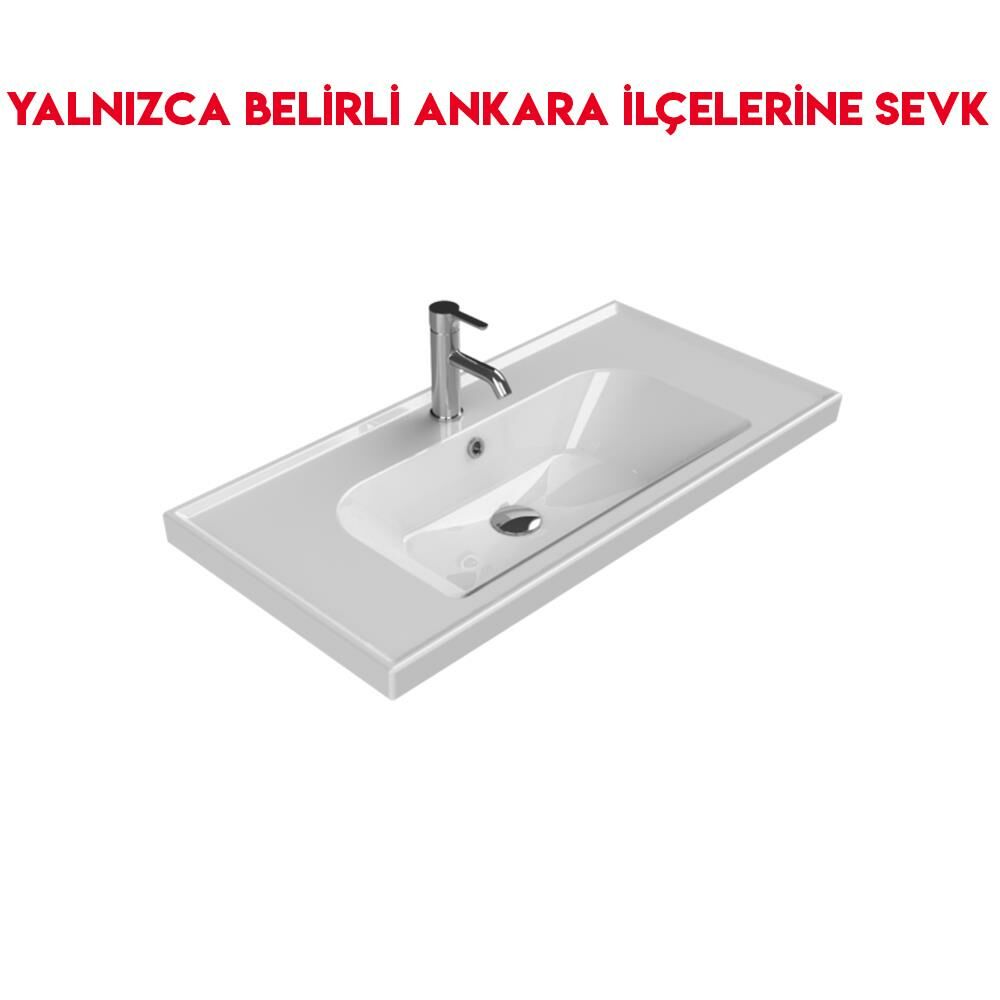 Turkuaz Frame 90x45 cm Etajerli Lavabo