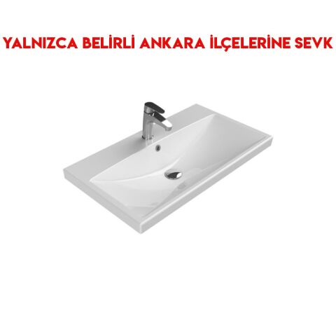 Turkuaz Elite 80x45 cm Etajerli Lavabo