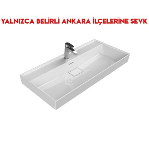 Turkuaz Sharp 100x48 cm Etajerli Lavabo