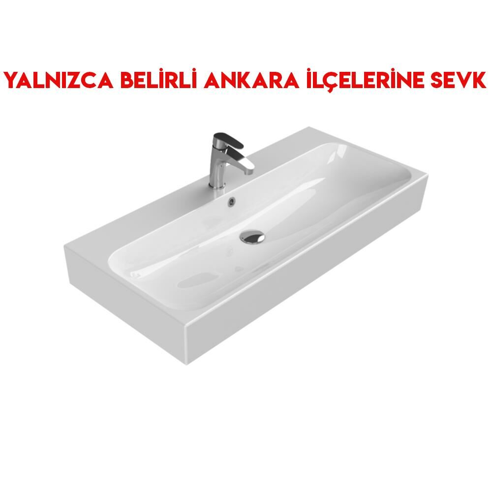 Turkuaz Pinto 100x47 cm Etajerli Lavabo