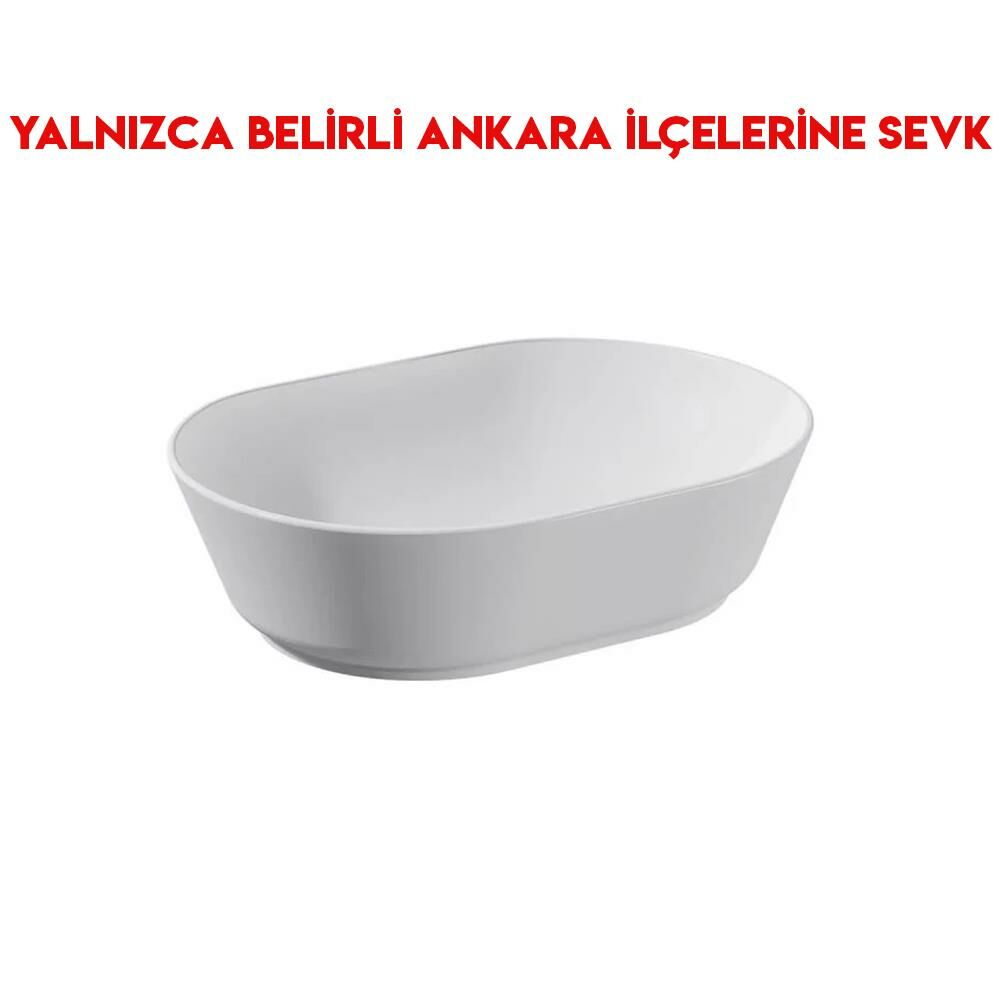 Vitra Geo 55 cm Armatür Su Taşma Deliksiz Oval Çanak Lavabo