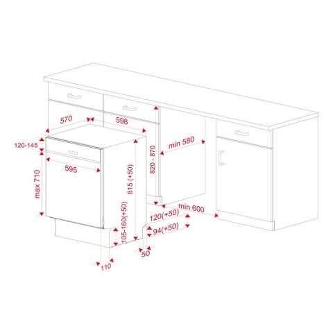 Teka DSI 46750 SS 7 Programlı 13 Kişilik Yarı Ankastre Bulaşık Makinesi