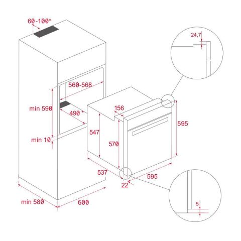 Teka HLB 8400 ST Gri Multifonksiyonel Turbo Ankastre Fırın