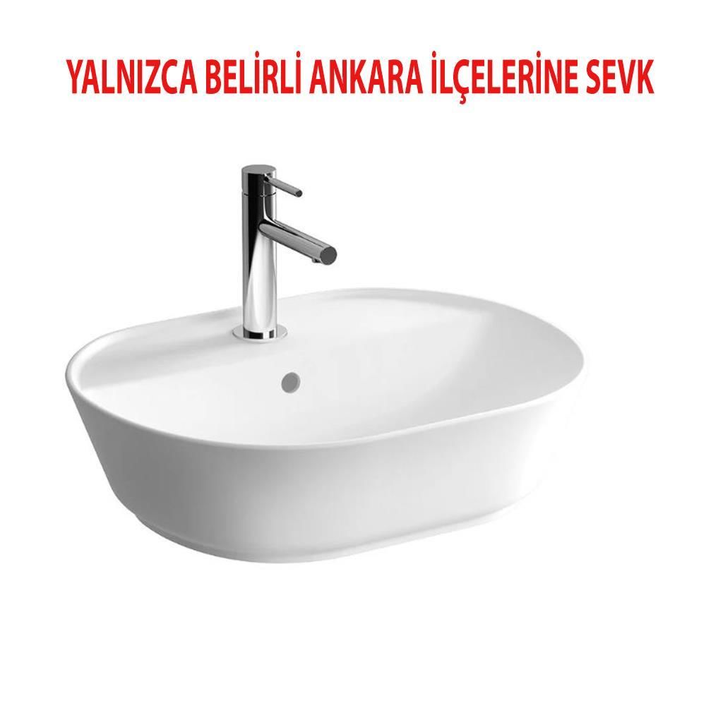 VİTRA GEO 55 CM ARMATÜR DELİKLİ TAŞMALI LAVABO BEYAZ 7428B003-0001