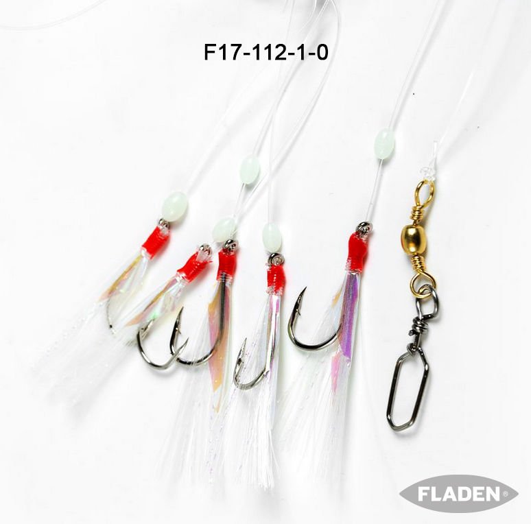 Feather rig flash white beads swivels