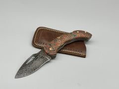 Gerçek Damascus (Şam Çeliği) C.CARTA Kabze Çakı (Gerçek Deri Kılıf)