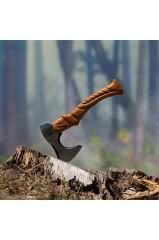 Gerçek Viking Baltası Kamp Baltası Hakiki Deri Kılıf Hediyeli Ceviz Ağacı Saplı