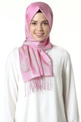 Misiny-%100 Saf İpek Şal-Pembe/Ivory