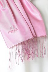 Misiny-%100 Saf İpek Şal-Pembe/Ivory