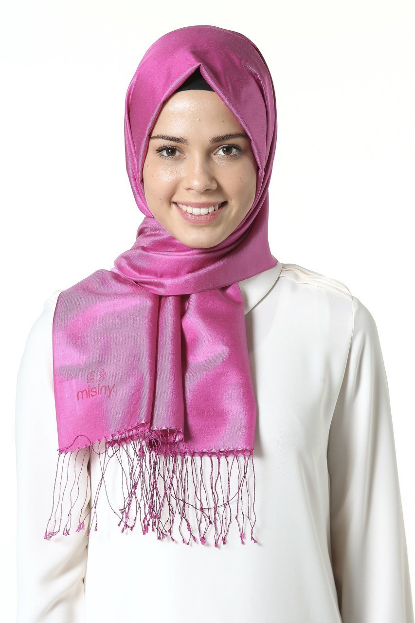 Misiny-%100 Saf İpek Şal-Rose/Pembe