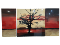 Misiny-Ağaç Yağlı Boya Tablo 007 - 40 x 80 x 2 - 80 x 80 cm