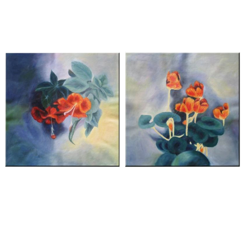 Misiny-Çiçekler Yağlı Boya Tablo 011 - 40 x 40 cm x 2