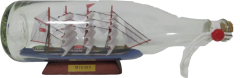 Misiny-Ahşap Altlık Cam Şişe İçerisinde -27 Cm Gemi Maketi 002