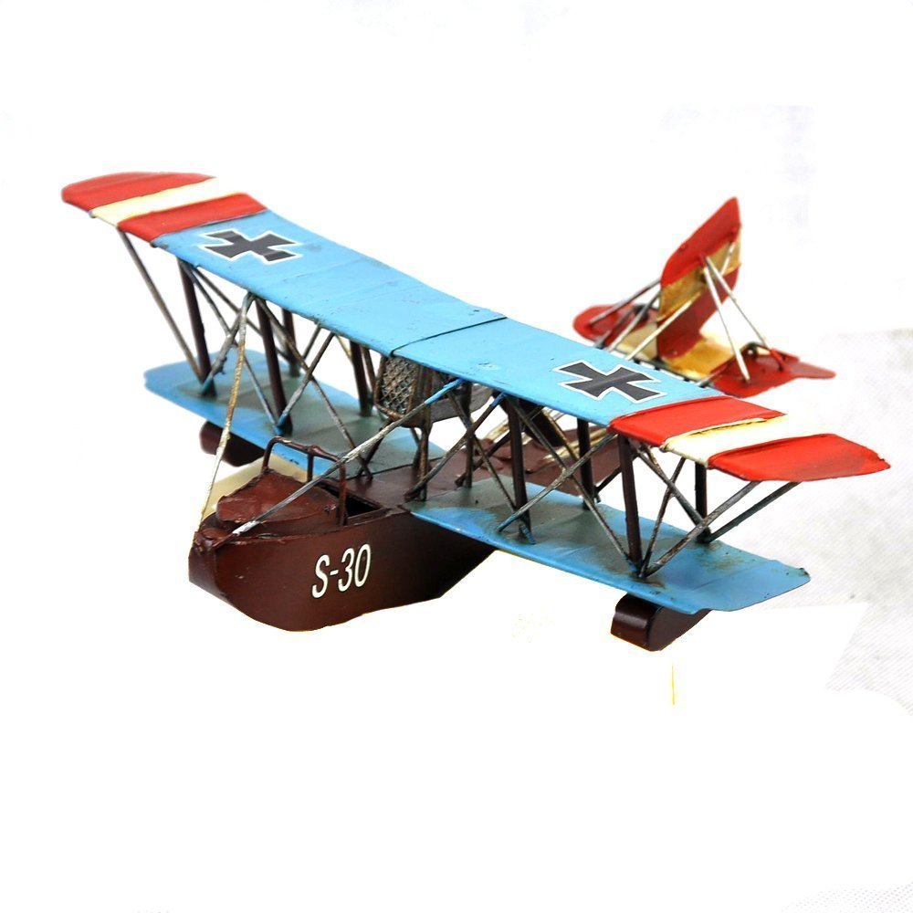 Misiny-Nostaljik Metal Mavi Kırmızı Uçak Maketi
