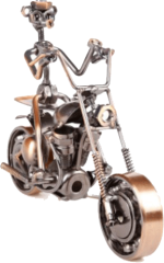 Misiny-Büyük Boy El Yapımı Metal Motorsikletli Adam Maketi