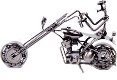Misiny-Büyük Boy El Yapımı Metal Motosikletli Adam Maketi 002