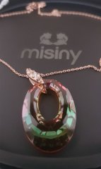 Misiny-Swarowski Oval Sarı Taşlı Kolye Ucu (Rose)