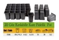 20 Göz kırılabilir Kare Fidelik Pot ( 10 Adet )