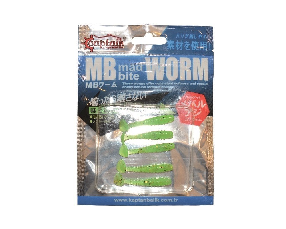 Captain 3522 Mad Bite Worm T Tail 3.6cm Aromalı LRF Silikon Yem 5'li Set