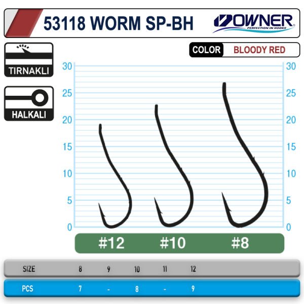 Owner 53118 Worm Sp-Bh Bloody Red İğne