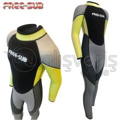 Free-Sub Çocuk Sörf ve Dalış Elbisesi Yellow 5mm 2XL