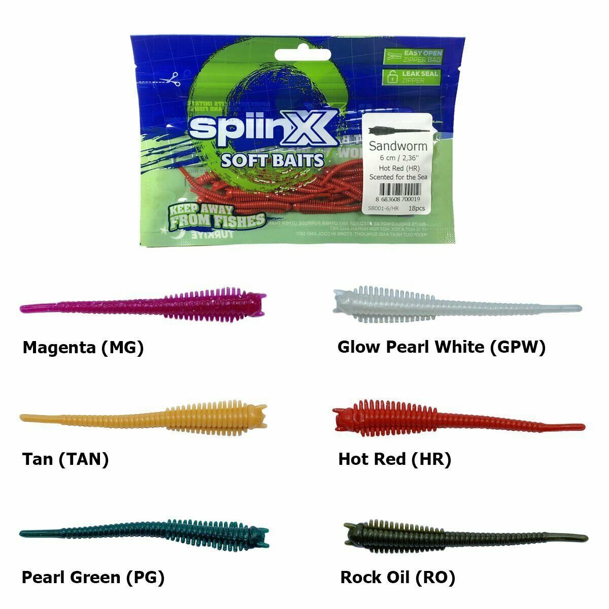 Spiinx Soft Baits Sandworm 6 cm Kokulu Silikon Yem Hot Red (HR)