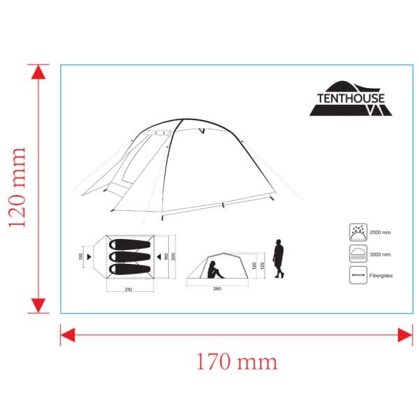 Tenthouse Star 3 Kişilik Çadır (70+215)*208*125 cm