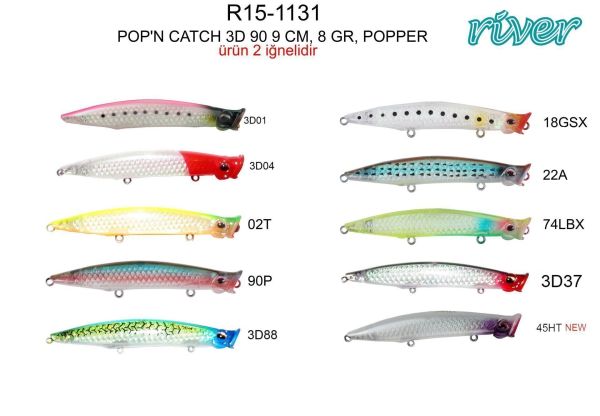 River Pop'n Catch 3D 90 Renk:22T 9cm 8Gr Popper