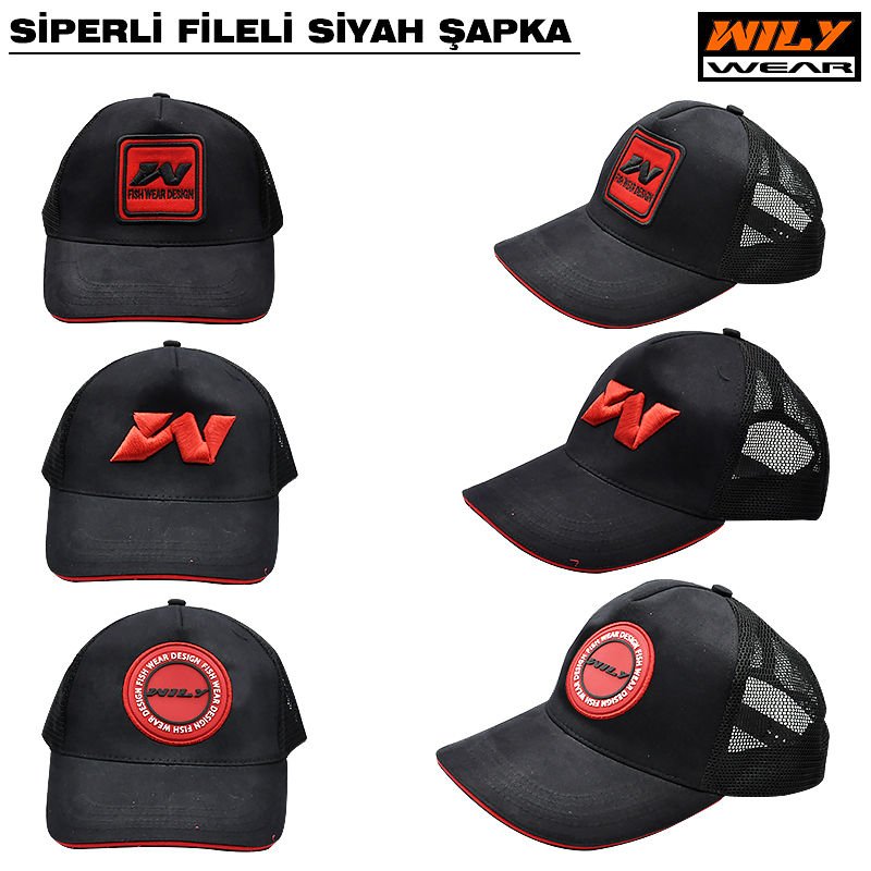 Wily Wear Sandviç Siperli Fileli Şapka Siyah