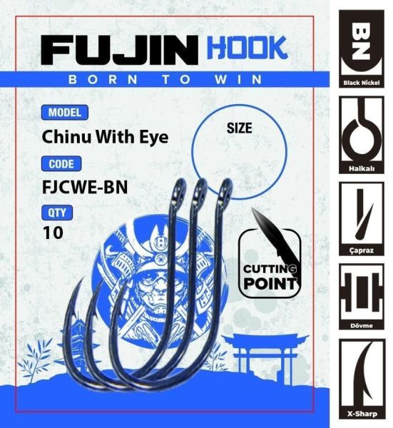 Fujin Chinu With Eye No:2 Delikli Çapraz Olta İğnesi 10 Adet