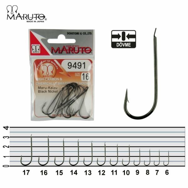 Maruto 9491 BN Düz Olta İğnesi No:14 (15Pcs)