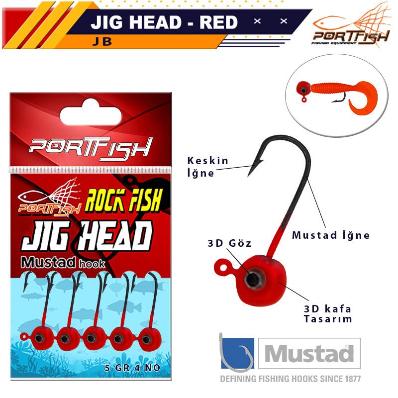 Portfish Jig Head Lrf Kırmızı Gözlü 5 Li Pkt